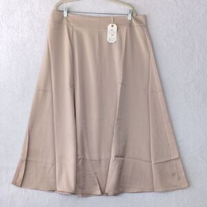 Love Riche Women's Tan Satin Midi Formal Skirt Size 1X‎